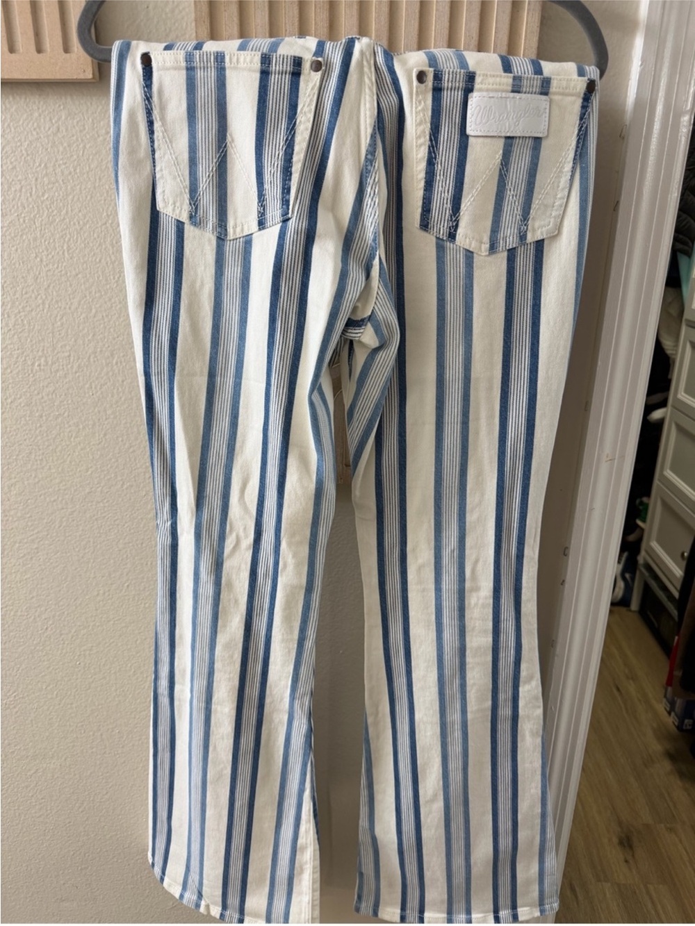 Wrangler Blue & White Vertical Stripe Flare Jeans - Women's - Picture 5 of 5